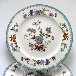 Antique Royal Worcester Indian Tree Enameled Luncheon Plates Set Of 7 - Picture 1 of 11