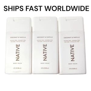 Native Coconut & Vanilla Body Wash 3 fl oz Travel Size - 3 Bottles Included - Picture 1 of 3