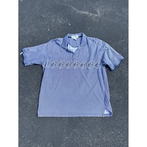 Vtg Grand Slam Polo Shirt XL Blue Houndstooth Golfers Print Short Sleeve Men - Picture 1 of 11