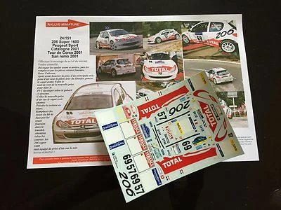 DECALS 1/24 PEUGEOT 206 ROBERT TOUR DE CORSE 2001 WRC RALLYE RALLY - Photo 1/2