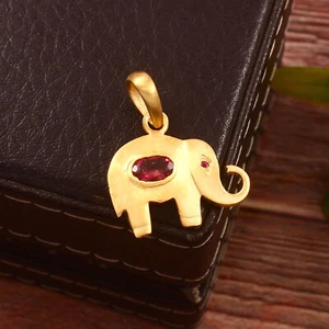 925 Sterling Silver Natural Tourmaline Elephant Charm Pendant, Elephant Pendant - Picture 1 of 3