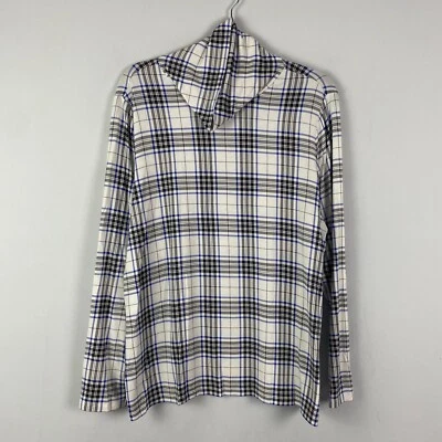 Talbots Thermawarmth Black Blue Plaid Turtleneck Top Shirt Size 1X - Image 1 of 4