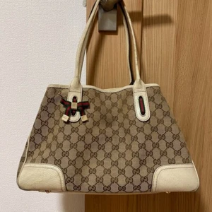 Gucci Web Stripe Princy GG Shoulder Bag Authentic brown beige Used From Japan - Picture 1 of 14