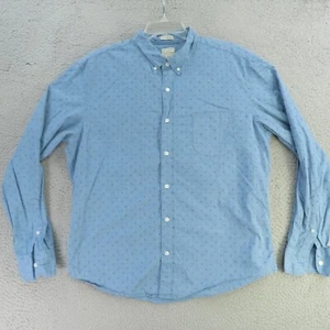 J Crew Shirt Mens XL Blue Polka Dot Slim Untucked Long Sleeve Button Up - Picture 1 of 8