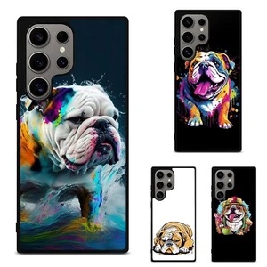 English Bulldog Art Print For Samsung S7 S8 S9 S10 S20 Plus Lite Aesthetic Cover - Picture 1 of 25