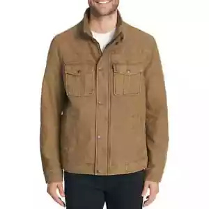 Levis Men's Jacket Black Brown Cotton Twill Zip Snap Quilted Lining Large XL XXL - Picture 1 of 28