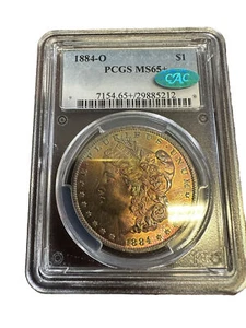 1884 o Morgan Dollar Ms65 + CAC TONER!!!!!! - Bild 1 von 2