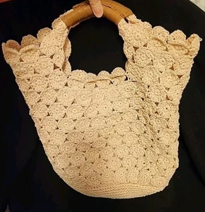 NEW Kelly and Katy Crocheted Recycled Bag Tote Light Pink Lined Large Sturdy - Picture 1 of 5