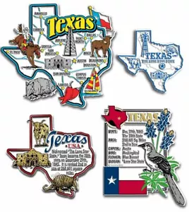 Texas Four-Piece State Magnet Set by Classic Magnets, Includes 4 Designs - Picture 1 of 3
