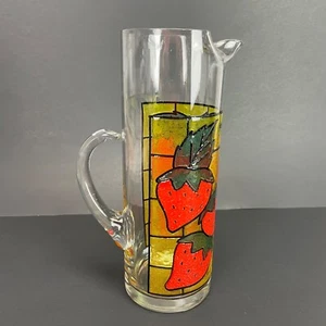 Strawberry Stained Glass Style Pitcher Martini Ewer Pourer Vintage - Picture 1 of 9