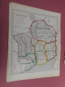 100% ORIGINAL MONMOUTHSHIRE FOX HUNTING MAP BY HOBSON C1860/S VGC COLOURED - Picture 1 of 1