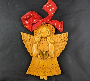 Adorno Vintage Hecho a Mano Masa de Galletas Navidad Ángel Cantando Arco Detallado - Imagen 1 de 7