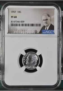 1957 Roosevelt Dime 10C NGC PF68 - Picture 1 of 2