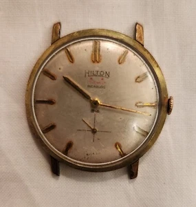Vintage Hilton Incabloc Swiss Mechanical Men's Wrist Watch Gold Tone 17 Jewels - Picture 1 of 8