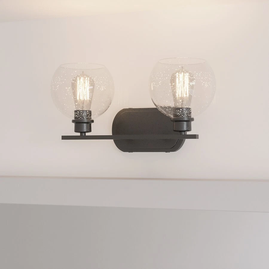 Quoizel Pruitt 2 Light Bath, Matte Black/Seedy - PRUS8617MBK - Image 1 of 1