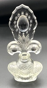 Vintage Klarglas Art Deco Parfum Flakon, Wirbel Medaillon Stopfen - NEUWERTIG - Bild 1 von 6