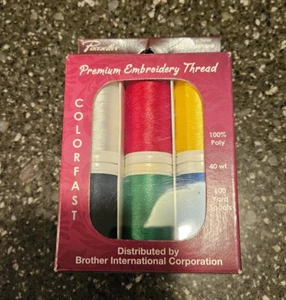 Brother Premium Embroidery Thread 6 spools 100 % Polyester 40 wt 600 yd Spools - Picture 1 of 3