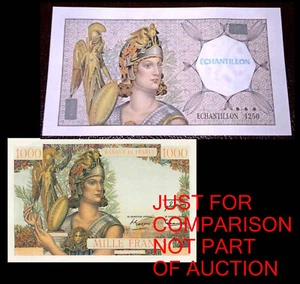 Test Note France "JUPITER"- Echantillon of unissued 1000 Francs Athena Design - Picture 1 of 3