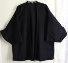 NEW Eskandar 32"L Sz 0 OS Cashmere Fleece Black Warrior Kimono Jacket Coat $5875