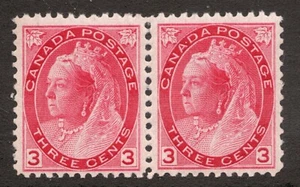 1898 Canada Sc# 78 - 3¢ Queen Victoria "Numeral" series. MNH pair - Picture 1 of 1