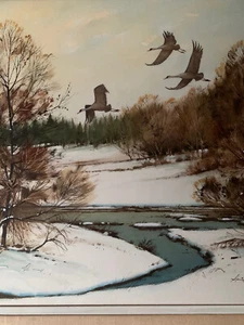 Stanislaus Stowinski Watercolor Signed “ Flight Of The Sandhills Crane” - Picture 1 of 12