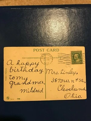 Post stamps 1 C Benjamin Franklin Postcard Birthday, dated 1911 - Image 1 of 3