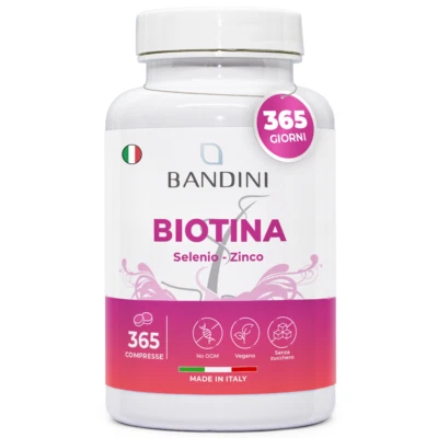 Bandini® Biotina 365 Compresse + Selenio + Zinco | Crescita Capelli max