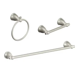 Moen 3-Piece Bath Accessory Kit Caldwell Model Y3193CH Chrome Finish NEW NIB Set - Picture 1 of 12