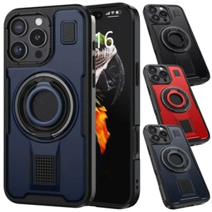 For iPhone 16 Pro Max 16 Plus Shockproof Double-Ring Kickstand Phone Case Cover - Picture 1 of 30