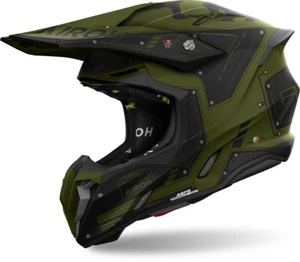CASCO HELMET MOTO CROSS ENDURO AIROH TWIST 3 MILITARY MATT GREEN BLACK 2206 TG S - Foto 1 di 3