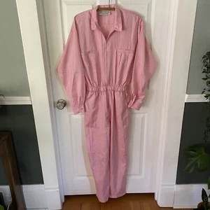 Saint Germain Paris Pink Jumpsuit Long Sleeve Silky Vintage 70s 80s - Picture 1 of 16
