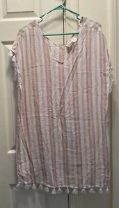 C&C California Bathing Suit Cover Linen Blend Pink White Beach Pool Womens Large - Picture 1 of 4