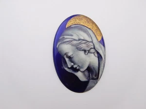 Fabulous French Art Deco Limoges Enamel Copper Virgin Mary Pendant Design ! - Picture 1 of 7