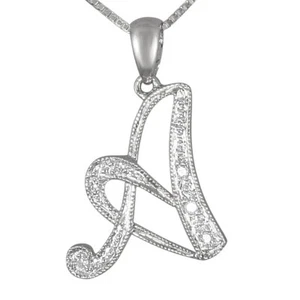 INICIALES DE DIAMANTE SCRIPT ORO BLANCO 10K TAMAÑO REGULAR - Imagen 1 de 27