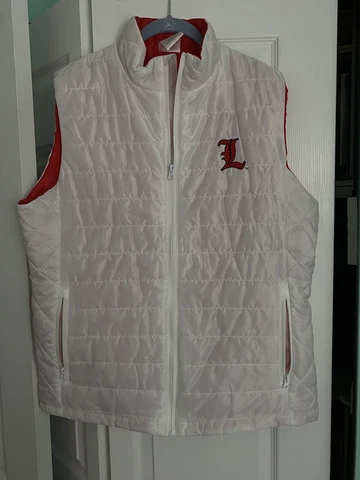 University Of Louisville Women’s Zip Up Vest Sz XL White UofL Cardinals Pockets Cover