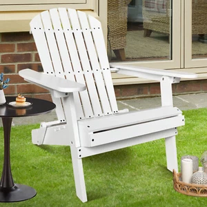 Folding Adirondack Chair Weather Resistant Lounger Chair Patio Fire Pit Chair - Picture 1 of 9
