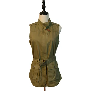 R.M. Williams Size 10 Khaki Green Sleeveless Cotton Belted Vest Jacket - Picture 1 of 8