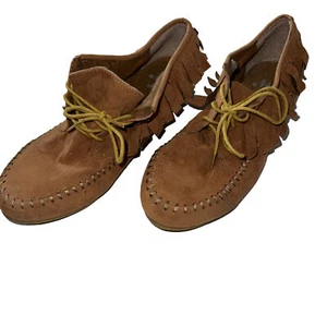 Zapatilla Miss Me para mujer talla 7 de gamuza con flecos tipo mocasín - ¡Hallazgo raro! Marrón - Imagen 1 de 10