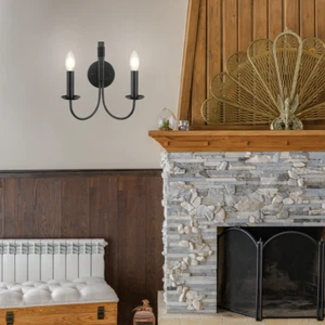 Modern Sconce Light Living Room Wall Lighting Candle Style Fixture Black Bedroom - Picture 1 of 12