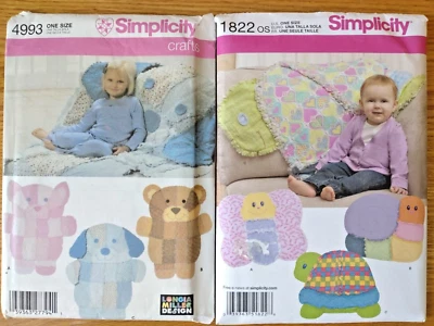 2 Simplicity Rag Quilts Sewing Pattern Lot 4993 1822 Bear Butterfly Turtle Uncut - Image 1 of 4