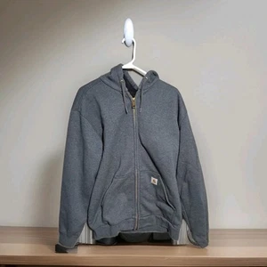 Carhartt Felpa Uomo Termica Foderata Full Zip Grigio Pesante Taglia Medium-J4 - Foto 1 di 8