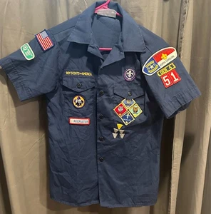 Cub Scout Short Sleeve Uniform Shirt Navy Blue Youth L Official Boy Scouts - Picture 1 of 6