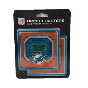 NFL Miami Dolphins 3D StadiumView Coasters Hard Rock Stadium Set Of 2 NEW - Picture 1 of 7