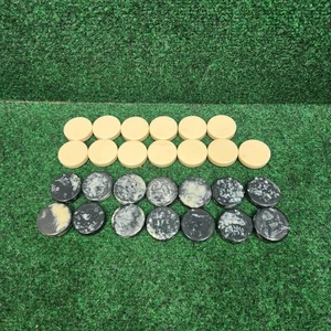 VTG Bakelite? Backgammon Swirled Black and Cream 1.25” 8.5 Grams 27 Pieces - Picture 1 of 4