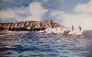 Surfing In Waikiki Postcard One Third Mile From Shore - Picture 1 of 2