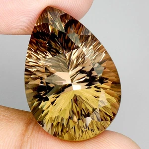 Cuarzo ahumado natural limpio corte cóncavo pera Brasil 34,01 quilates 28x19 mm piedra preciosa grande - Imagen 1 de 13