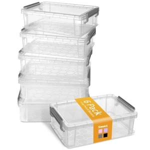 6 Pack Extra Large Pencil Box, Plastic Pencil Case Crayon Box Bulk, Clear Mar... - Picture 1 of 7
