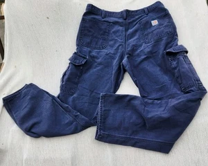 Pantalón cargo Carhartt para hombre talla 38 X 32 resistente al fuego FR lona azul marino - Imagen 1 de 6