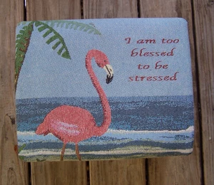 Wood Foot Stool Rest w Padded Flamingo Hinged Top & Hidden Storage 12x10x9" VTG - Picture 1 of 7
