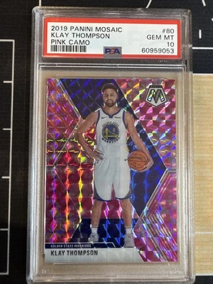 Klay Thompson PSA 10 GEM Mint - 2019 Panini Mosaic Pink Camo #80 - POP of 39 - Image 1 of 2